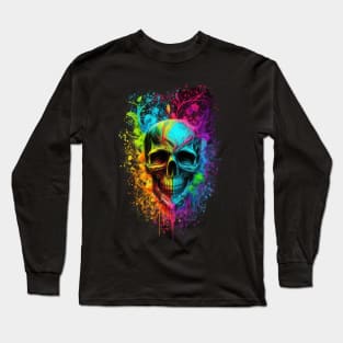 Colorful Floral Skull head design #2 Long Sleeve T-Shirt